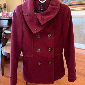 H&M - Merlot color, double breasted pea coat